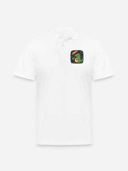 Dinosaur Space Adventure Design - Men's Pique Polo Shirt - white