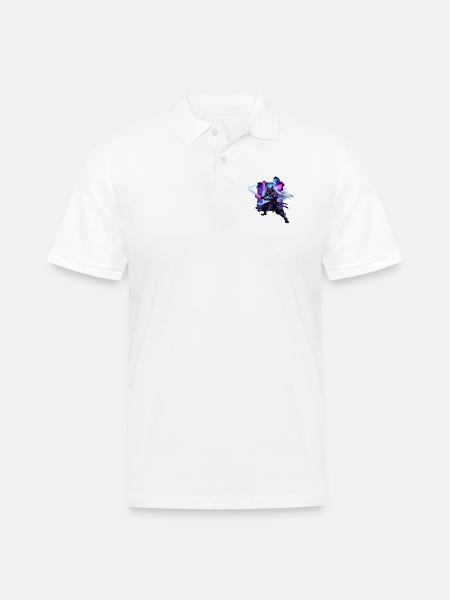 Cyber Kat Ninja Neon City - Men's Pique Polo Shirt - white