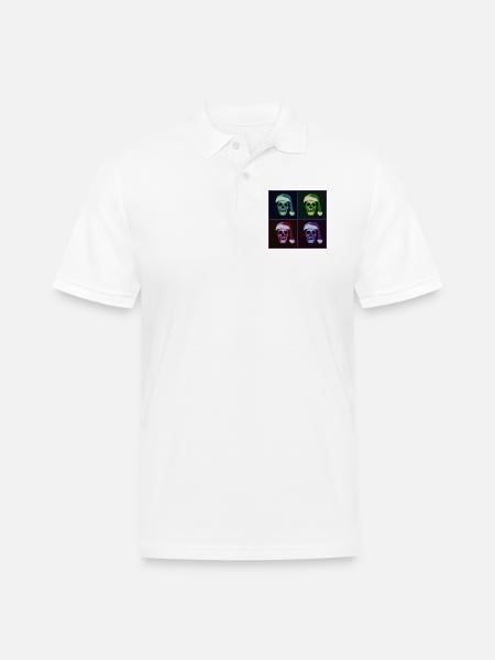 Pop Art Skull Santa Halftone - Men's Pique Polo Shirt - white