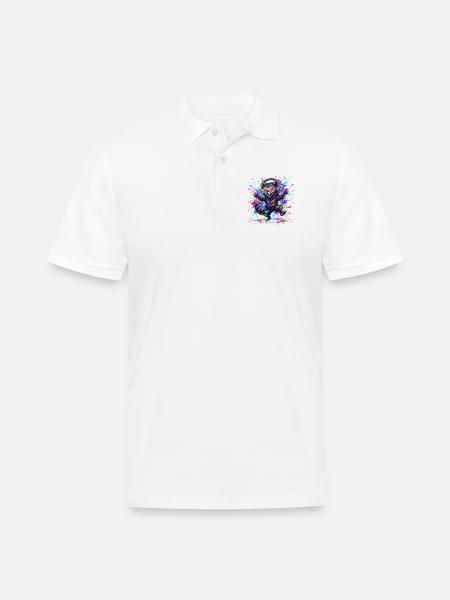 Raccoon Rave Neon Splash - Men's Pique Polo Shirt - white
