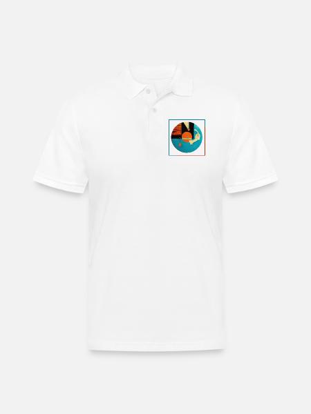 Abstract Cat Orbit Circle - Men's Pique Polo Shirt - white