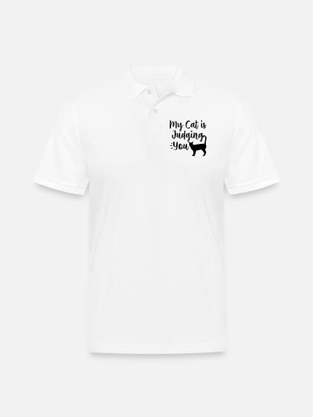 Funny Cat - Men's Pique Polo Shirt - white