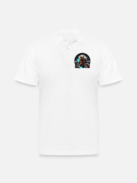 Warrior Horseman Art - Men's Pique Polo Shirt - white