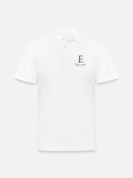 Elegant E with Gold Flourish - Men's Pique Polo Shirt - white