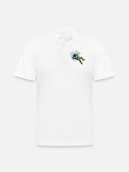 Never Give Up Arabic Astronaut - لا تيأس حاول دائم - Men's Pique Polo Shirt - white