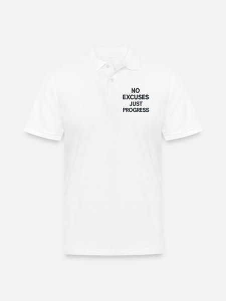 No Excuses Just Progress - Men's Pique Polo Shirt - white