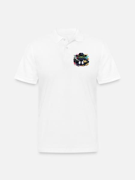 Bitcoin Frog Streetwear Art - Men's Pique Polo Shirt - white