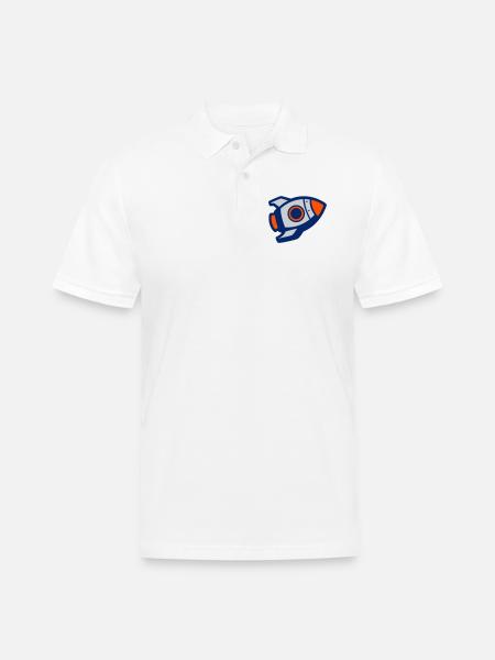Launching Rocket Silhouette - Men's Pique Polo Shirt - white