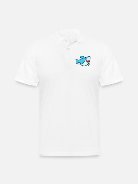 Sweet Shark - Men's Pique Polo Shirt - white