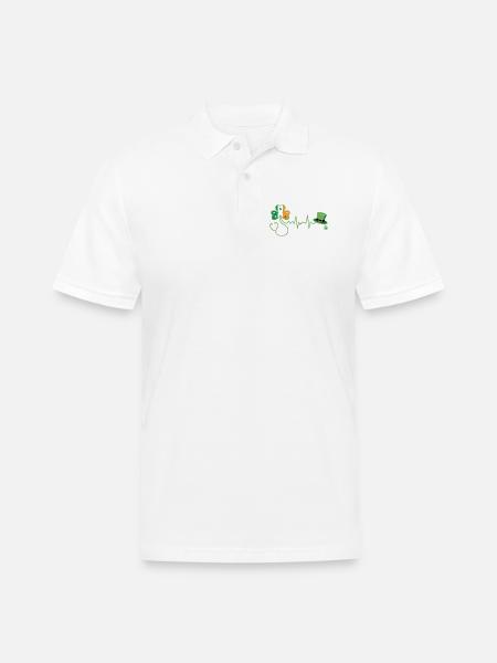 Stethoscope Shamrock Heartbeat - Men's Pique Polo Shirt - white