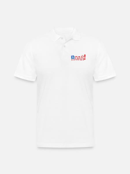 Patriotic USA Flag Illustration - Men's Pique Polo Shirt - white