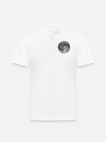 Lunar Echoes Moon Print - Men's Pique Polo Shirt - white