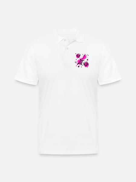 Neon Skull Guitar Splash - Men's Pique Polo Shirt - white