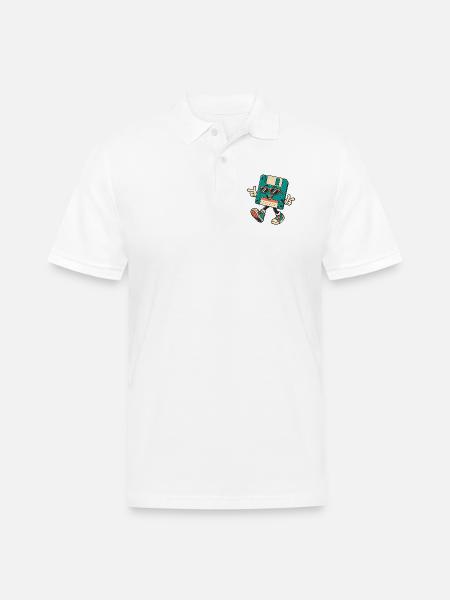 Retro Disk Mascot with Sunglasses - Men's Pique Polo Shirt - white