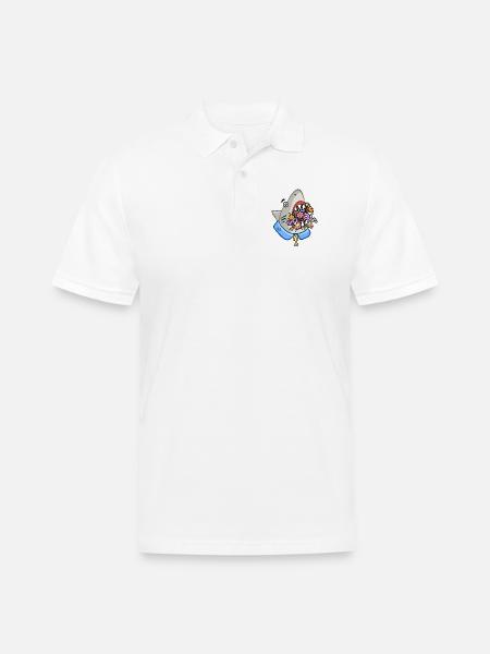 Shark Floral Attack - Men's Pique Polo Shirt - white
