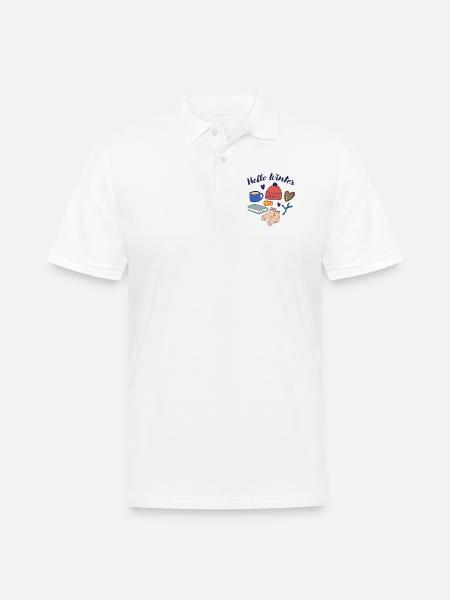 Hello Winter Cozy Essentials - Men's Pique Polo Shirt - white