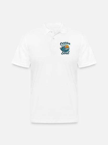 Ocean Soul Waves Sunset - Men's Pique Polo Shirt - white