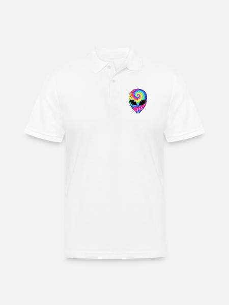 Psychedelic Alien TieDye Face - Men's Pique Polo Shirt - white