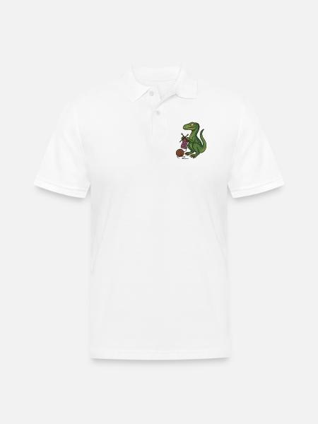 Knit Dino Cozy Green Reptile - Men's Pique Polo Shirt - white