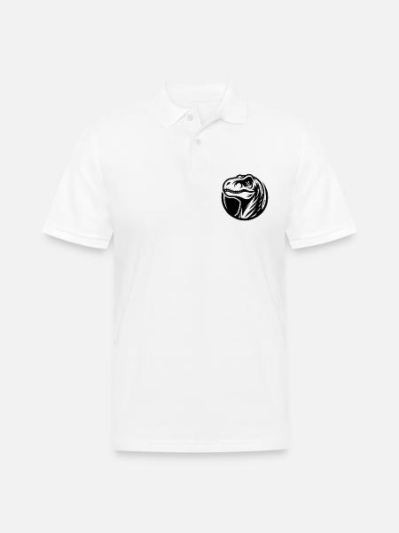 Grinning Raptor Logo Style - Men's Pique Polo Shirt - white