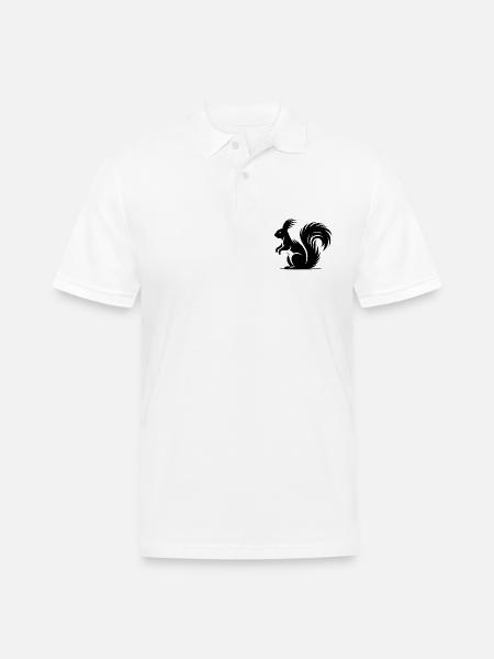 Squirrel Tattoo Style Drawing - Men's Pique Polo Shirt - white