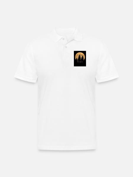 Moonlit Pines Silhouette - Men's Pique Polo Shirt - white
