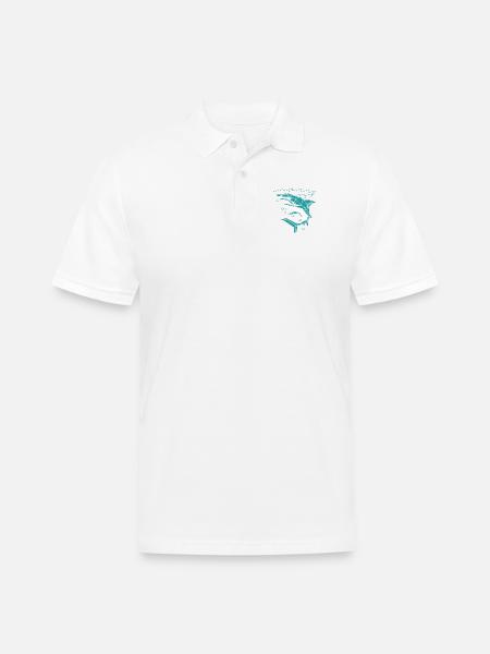 Polygon Shark - Men's Pique Polo Shirt - white