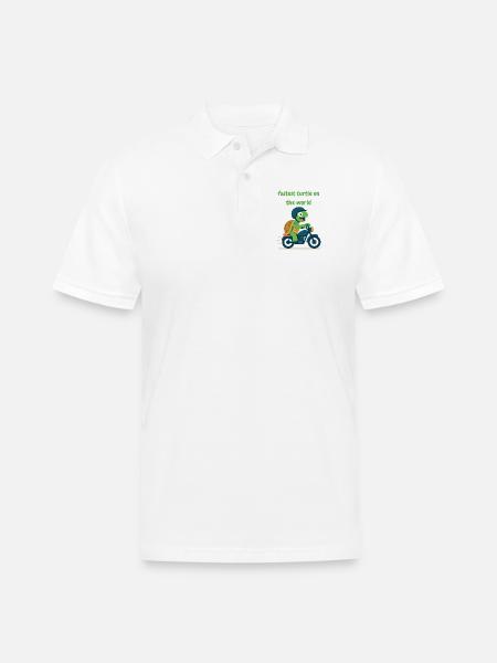 Turtle driver motorcycle - Men's Pique Polo Shirt - white