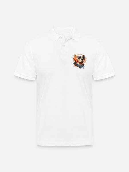 Golden Retriver Art - Men's Pique Polo Shirt - white