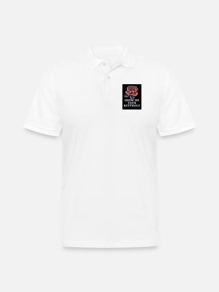 Rose Bold Text Statement - Men's Pique Polo Shirt - white