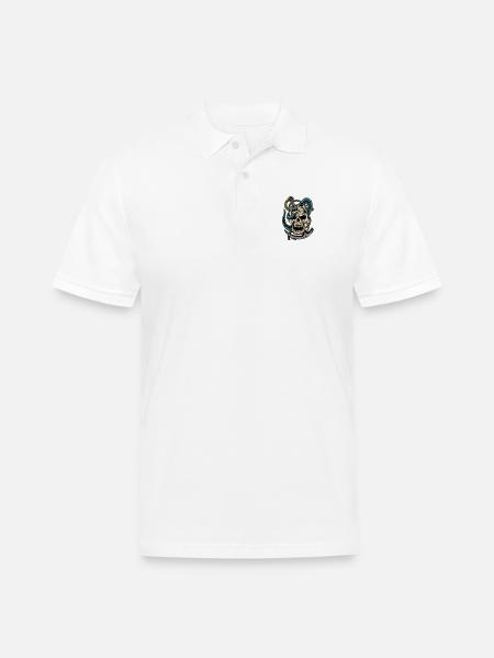 Skull and Dagger Kraken Tattoo - Men's Pique Polo Shirt - white