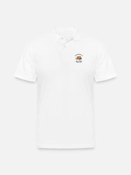 Pizza Truck Running Joke Design - Men's Pique Polo Shirt - white