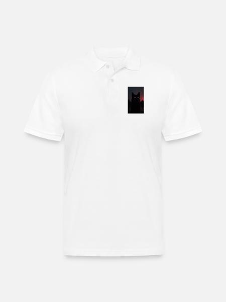 Mysterious Black Wolf at Night - Men's Pique Polo Shirt - white