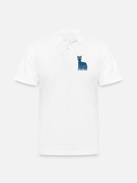 Le Chat Bleu - Blue Cat - Men's Pique Polo Shirt - white