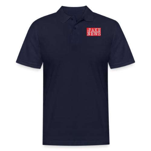 FAKE NEWS Red Box Logo - Men's Pique Polo Shirt