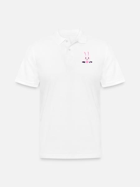 Waving Rabbit - Men's Pique Polo Shirt - white