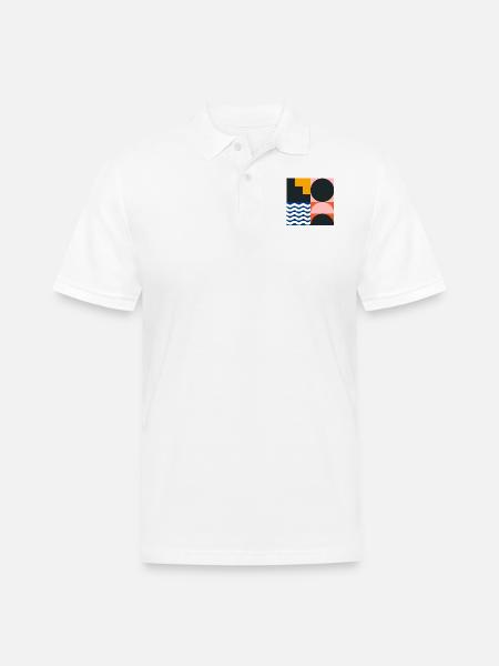 Abstraction Basic Shapes - Men's Pique Polo Shirt - white