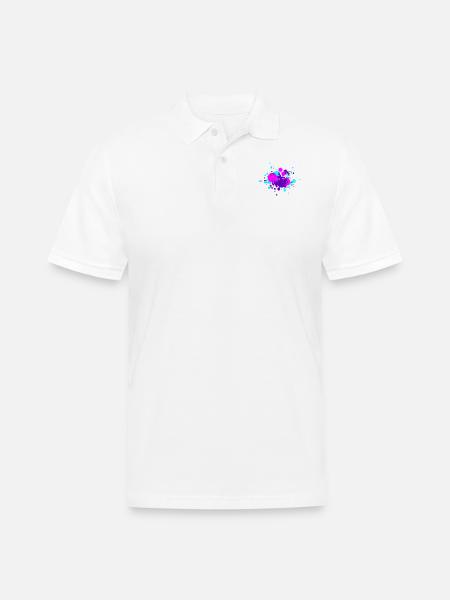 Cat face in paint - Men's Pique Polo Shirt - white