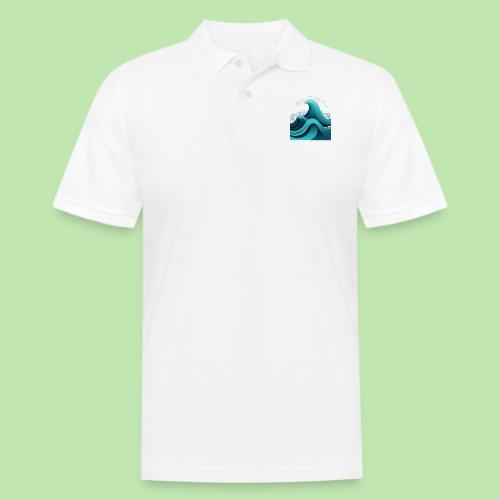 Dynamic Ocean Wave Illustration - Men's Pique Polo Shirt