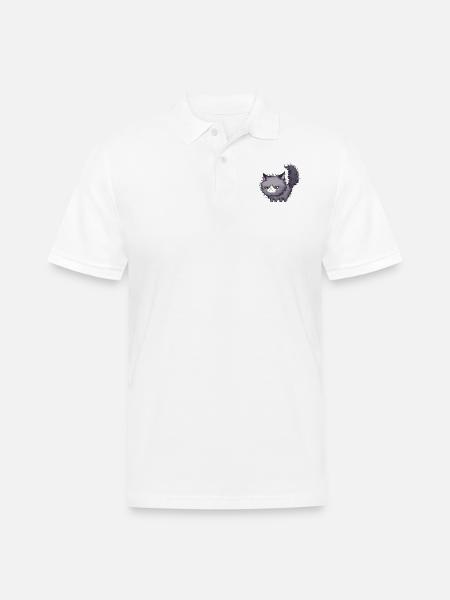 Grumpy Cat Messy Hair - Men's Pique Polo Shirt - white