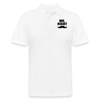 droit - Polo en coton piqué pour hommes - blanc - Devant