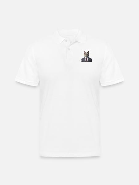 Cat in a suit - Men's Pique Polo Shirt - white