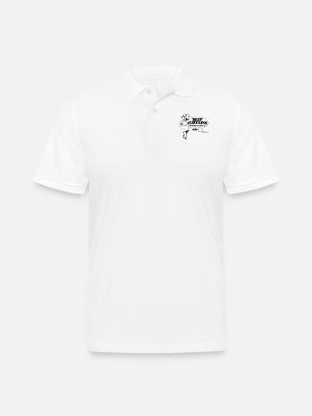 Beef Curtains Butcher Shop - Men's Pique Polo Shirt - white