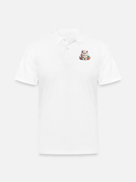 Persian Cat - Men's Pique Polo Shirt - white