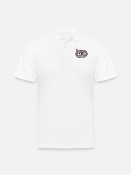 Cute Cat Face - Men's Pique Polo Shirt - white