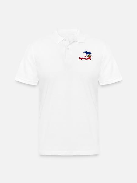 Haiti Flag Map - Men's Pique Polo Shirt - white