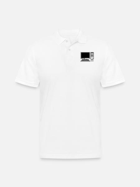 screen keyboard mouse computer - Men's Pique Polo Shirt - white