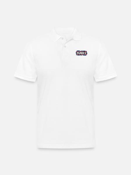 PLAYER 1 1 2x - Men's Pique Polo Shirt - white
