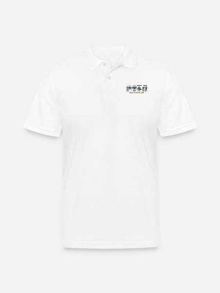 Blue Camo - Men's Pique Polo Shirt - white