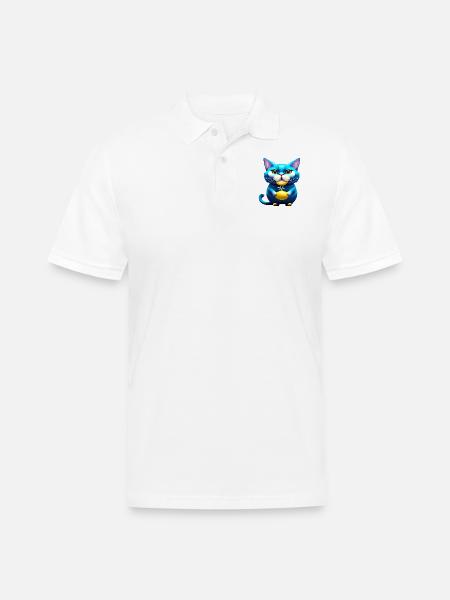 Blue cat - Men's Pique Polo Shirt - white